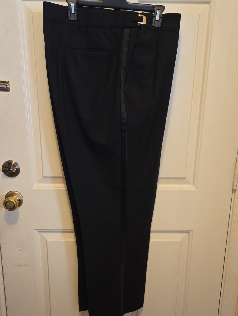 Men's Black Dress Tuxedo Pants with Side Stripe